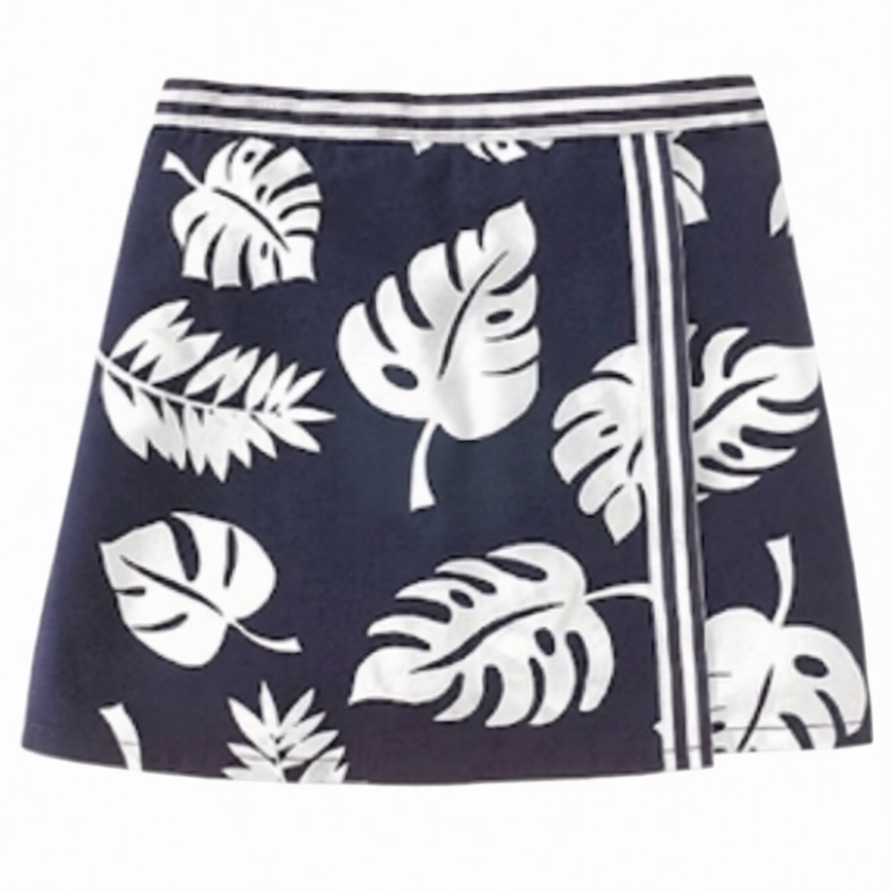 Gymboree Summer Island 100% Cotton Palm Print Skort +  Striped Waist & Side SZ 5